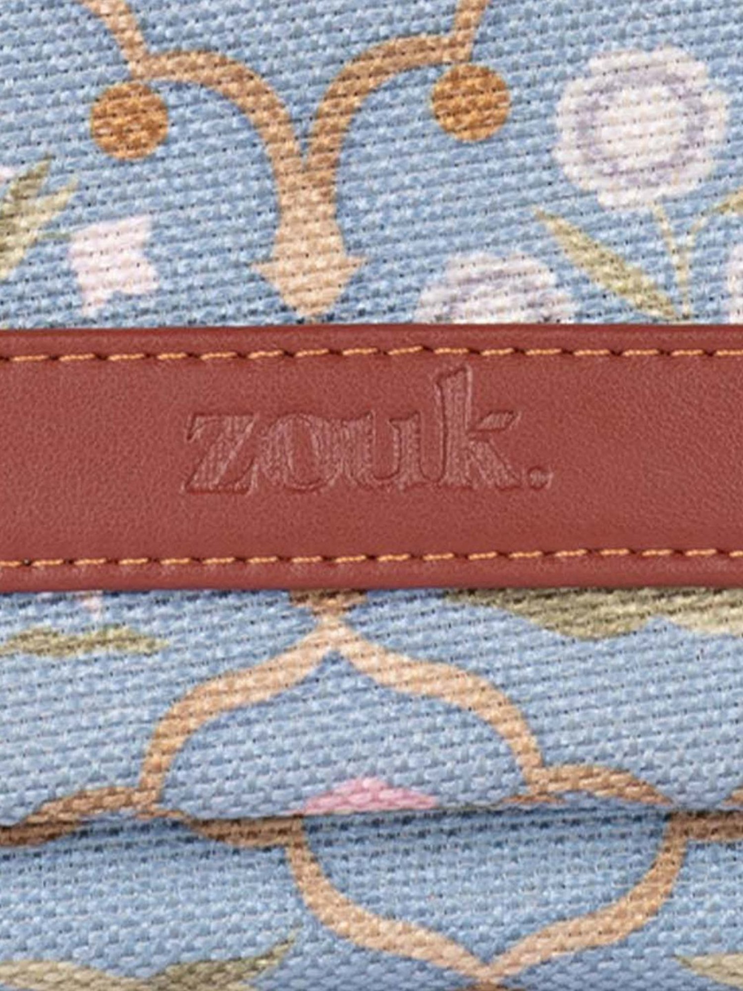 ZOUK Jaipur Fresco Powder Blue Printed Small Zip Around Wallet for Women