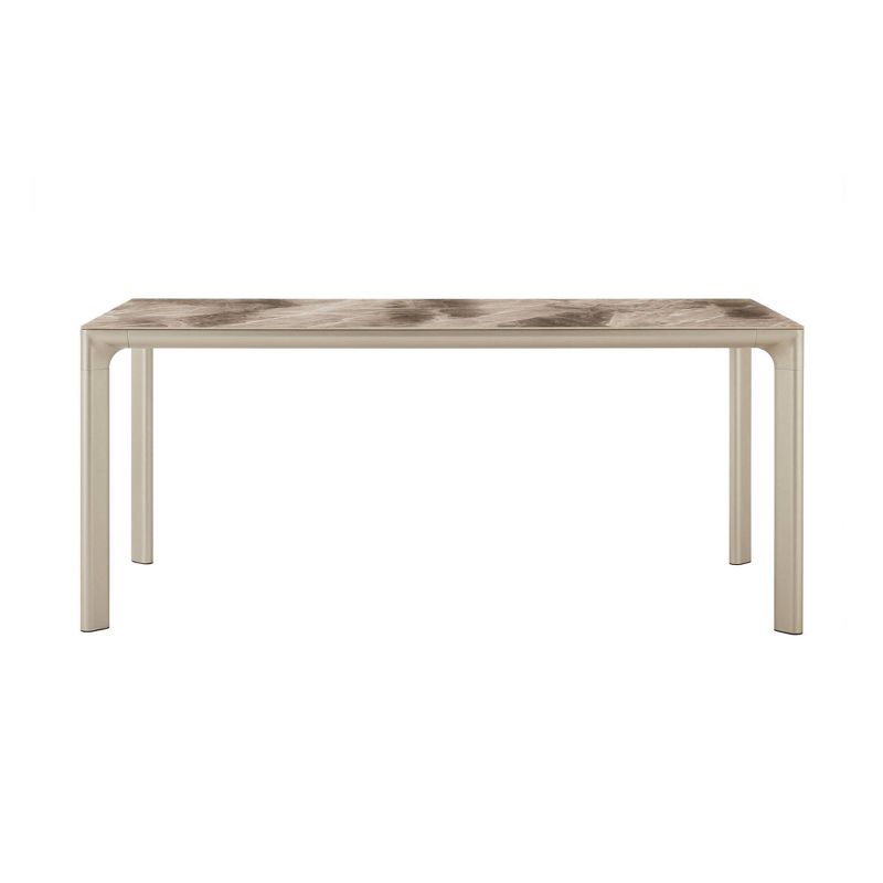 Otello Ceramic and Metal Rectangular Dining Table Silver - Armen Living
