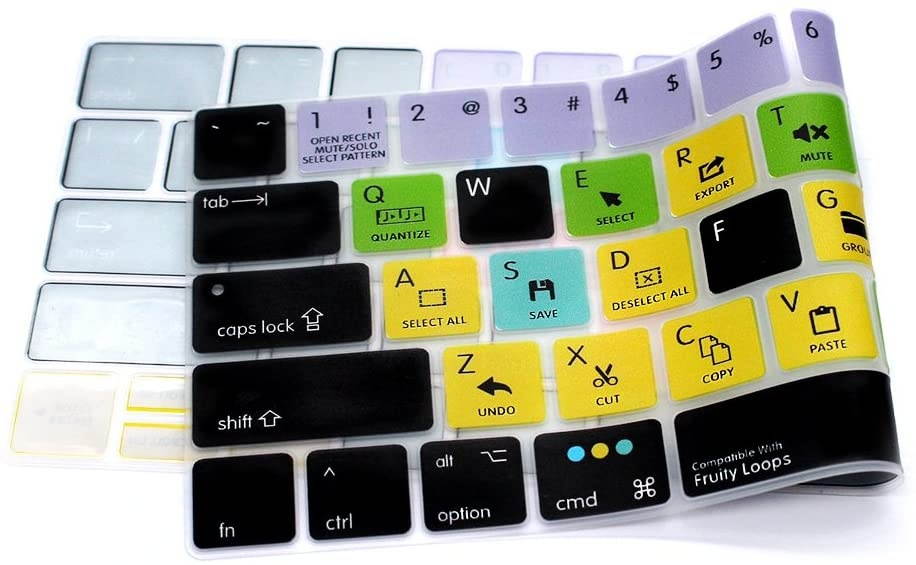 HRH FL Studio Fruity Loops Shortcuts Hotkey Silicone Keyboard Cover Skin for MacBook New Pro with Touch Bar 13 Inch and 15 Inch(A2159/A1989/A1706,A1990/A1707) 2019 2018 2016 2017 Release US Version