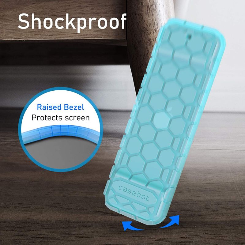 [2 Pack] Fintie Protective Case for Apple TV 4K 5th, 4th Gen Remote - Casebot (Honey Comb Series) Anti Slip Shockproof Silicone Cover for Apple TV Siri Remote Controller (Black + Blue Glow)