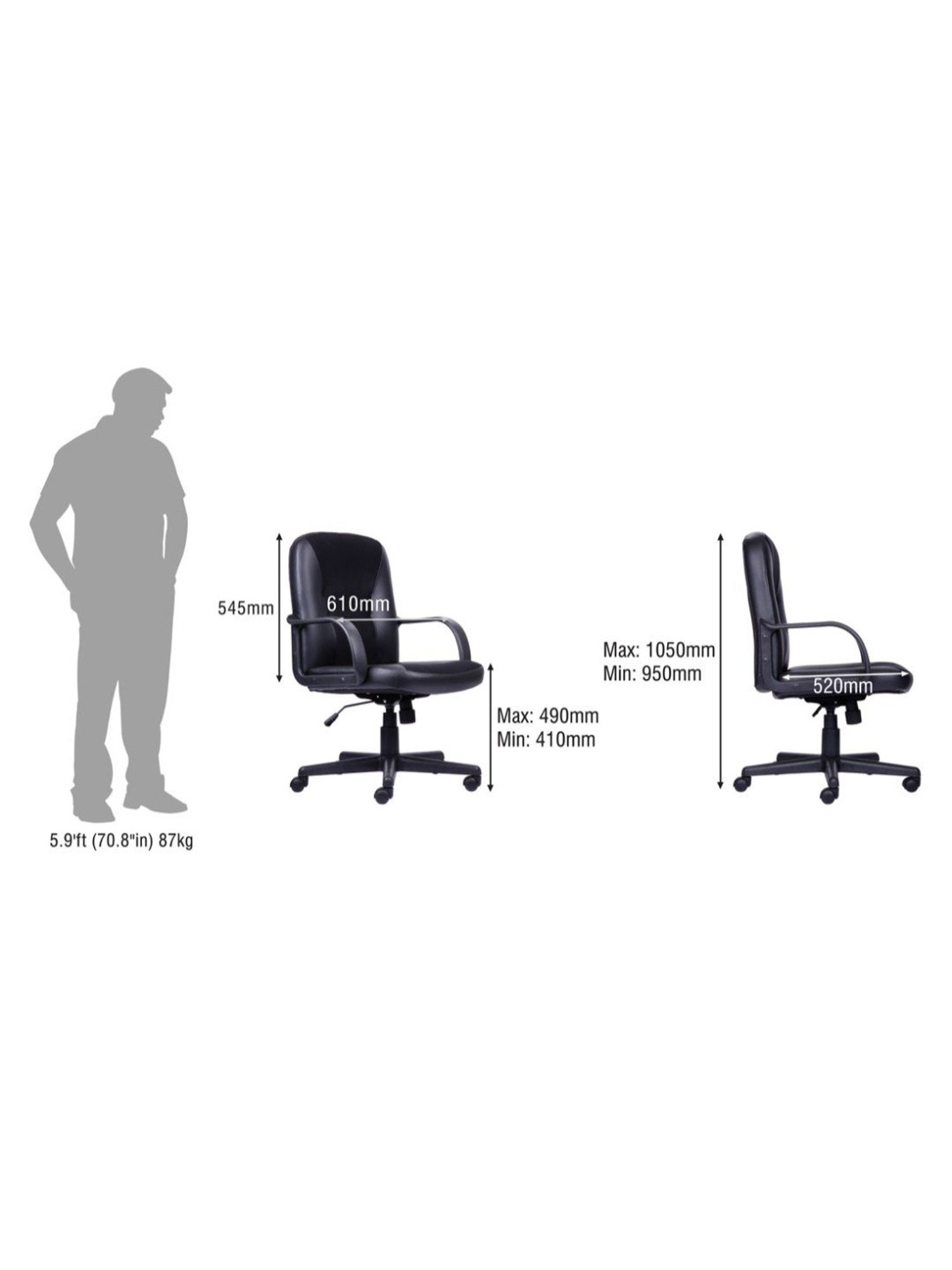 Durian Bliss Black Premium Leatherette Workspace Chair