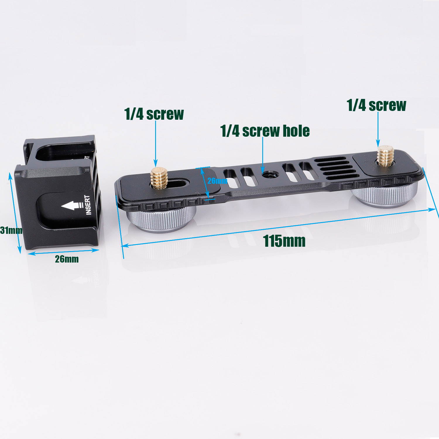 koolehaoda 4-Cold Shoe Mount Gimbal Extension Bracket, Universal Mic Stand and Light Mount Plate Adapter for 3Axis Gimbal with 1/4'' Threads for LED/Mic Mounting