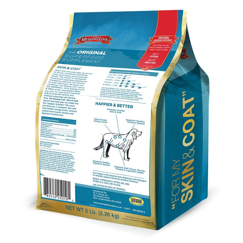 The Missing Link Original Skin & Coat, With Omega 3-6, Powdered Supplement for Dogs, 5 Pound Bag