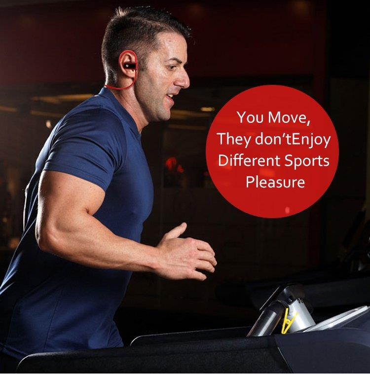 Fineblue FA-80 Bluetooth 4.1 Wireless Headphones Sweatproof IPX-5 Water-resistant Sports Smart Noise Reduction Earbuds Headset with Apt-x/mic - Red