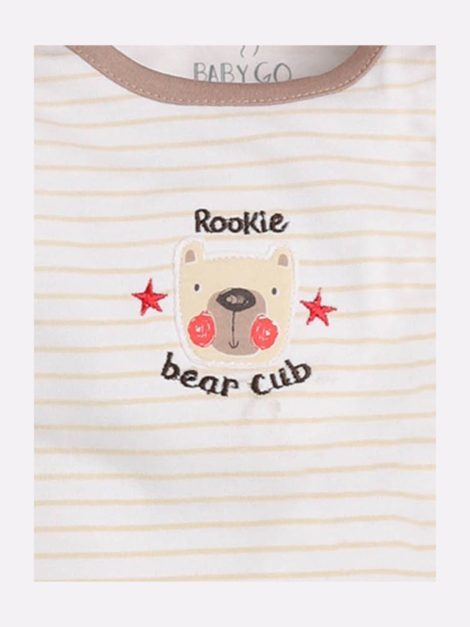 Baby Go Kids Beige & White Printed Onesie (Pack Of 2)