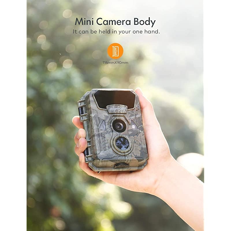 Mini Trail Camera 16MP 1080P with 16GB Micro SD Card Waterproof Night Vision Game Camera for Wildlife Detecting, Home Security