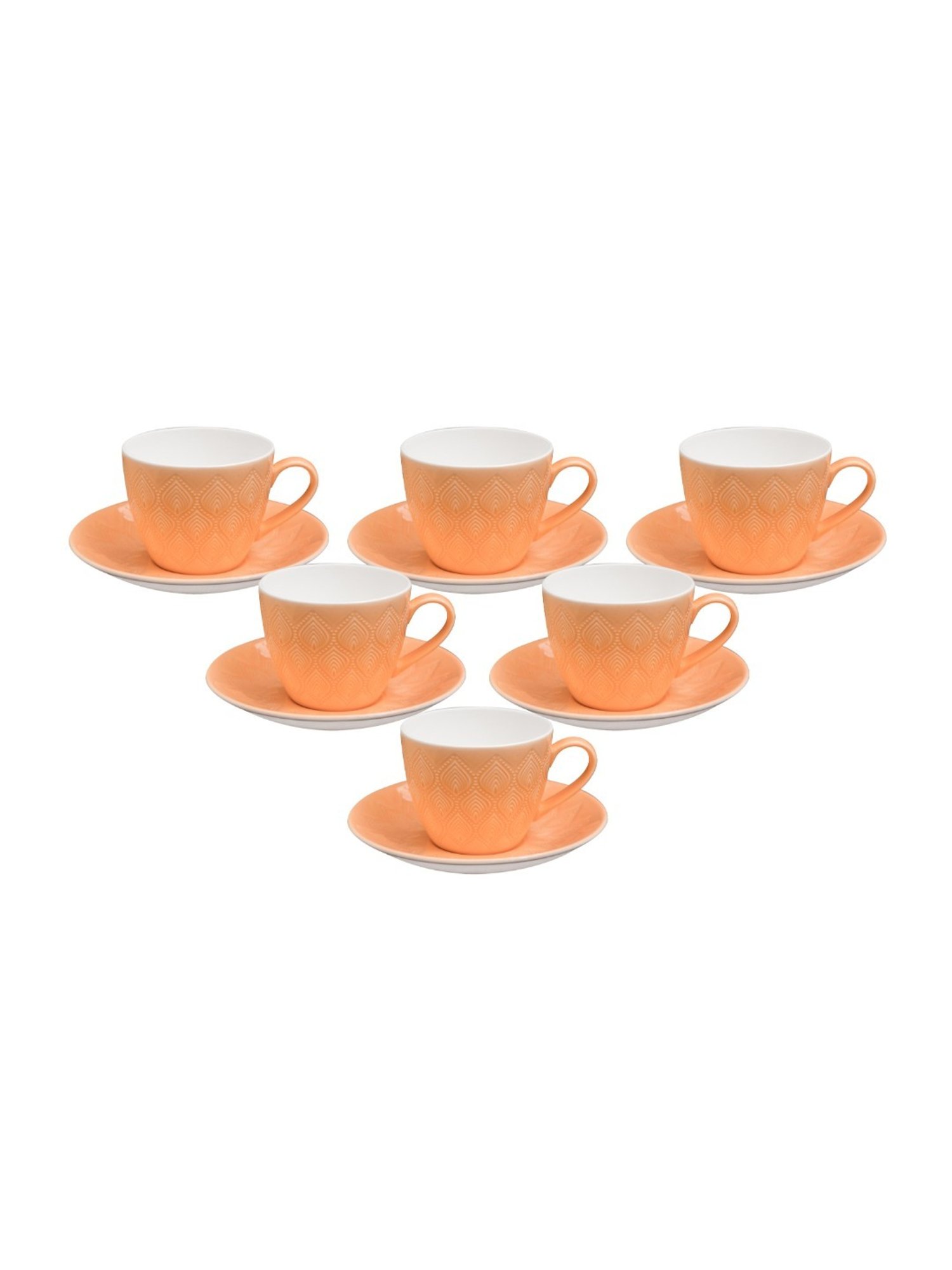JCPL White & Red Ceramic Cup (0.18 L) - Set of 6