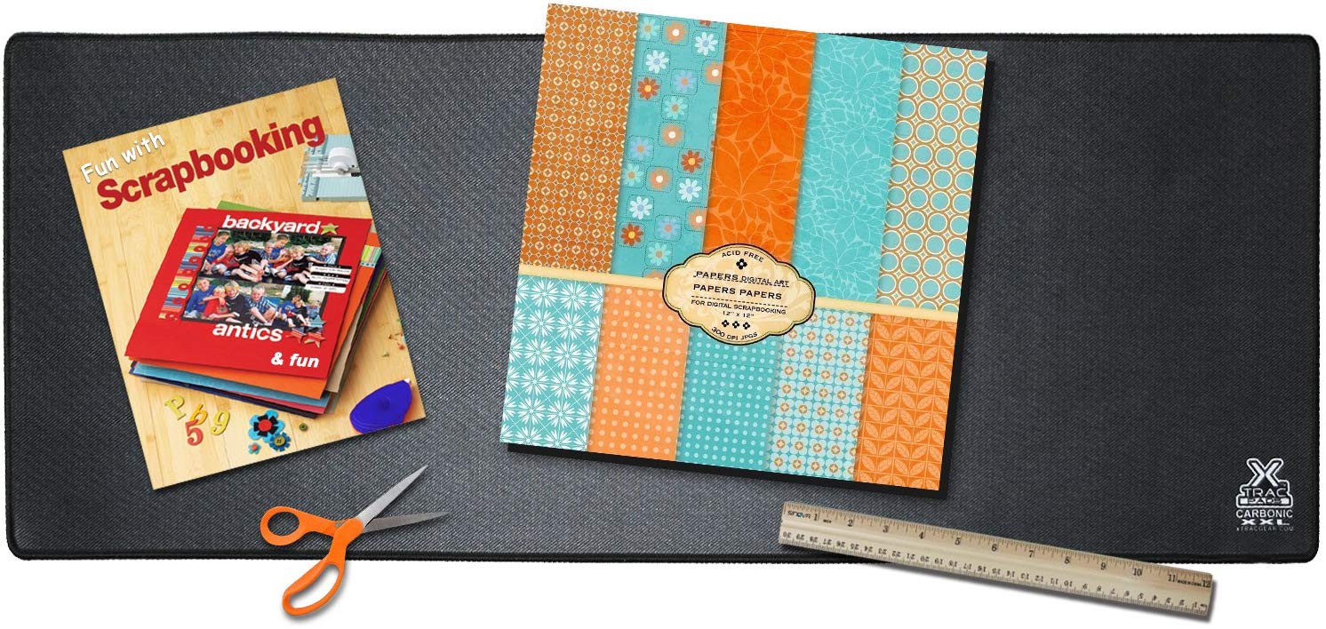 Mouse pad, XTracPads Carbonic XXL Desk moue pad Mat, 13x 36x0.1 inches, Polished textile surface, Overlock stitch edges, Desk Mat Desk Mouse Pad with Comfortable Writing Surface for Office and Home