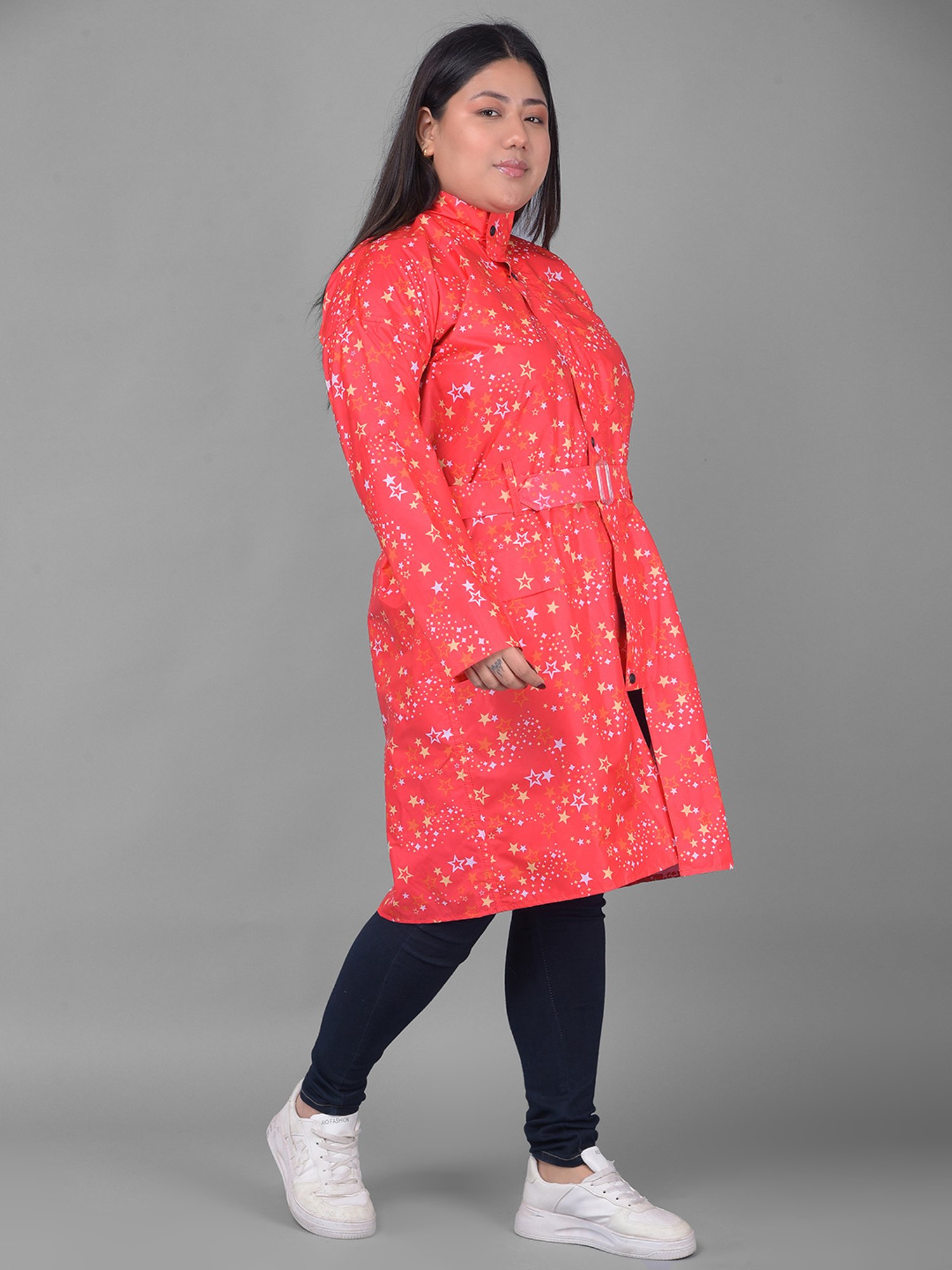 Dollar Red Printed Rain Jacket