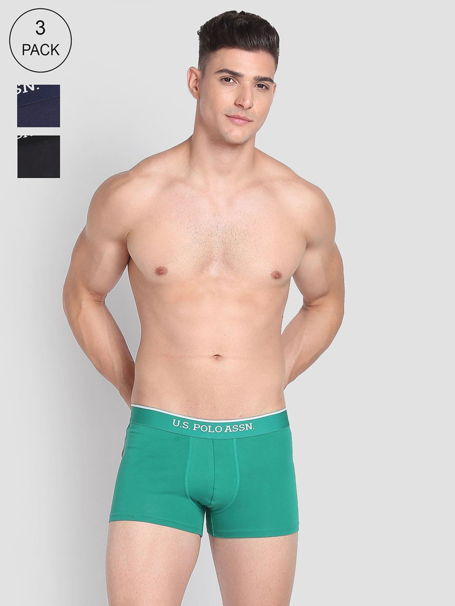 U.S. Polo Assn. Multicolor Cotton Regular Fit Trunks - Pack Of 3
