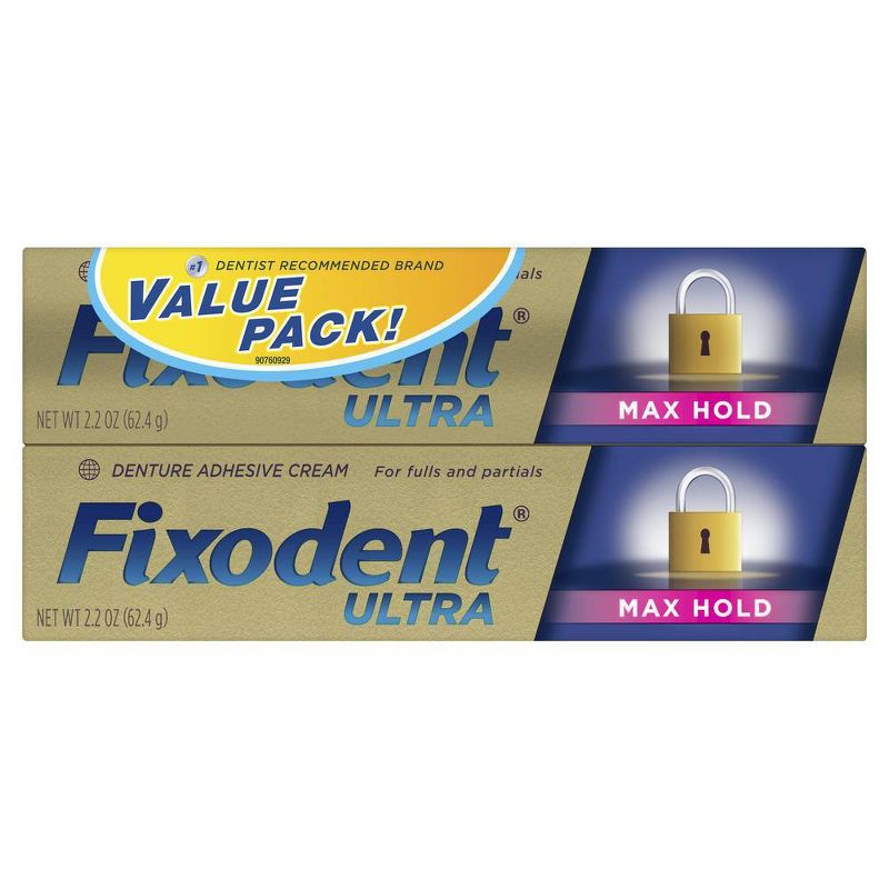 Fixodent Ultra Max Hold Dental Adhesive - Unflavored - 2.2oz/2pk