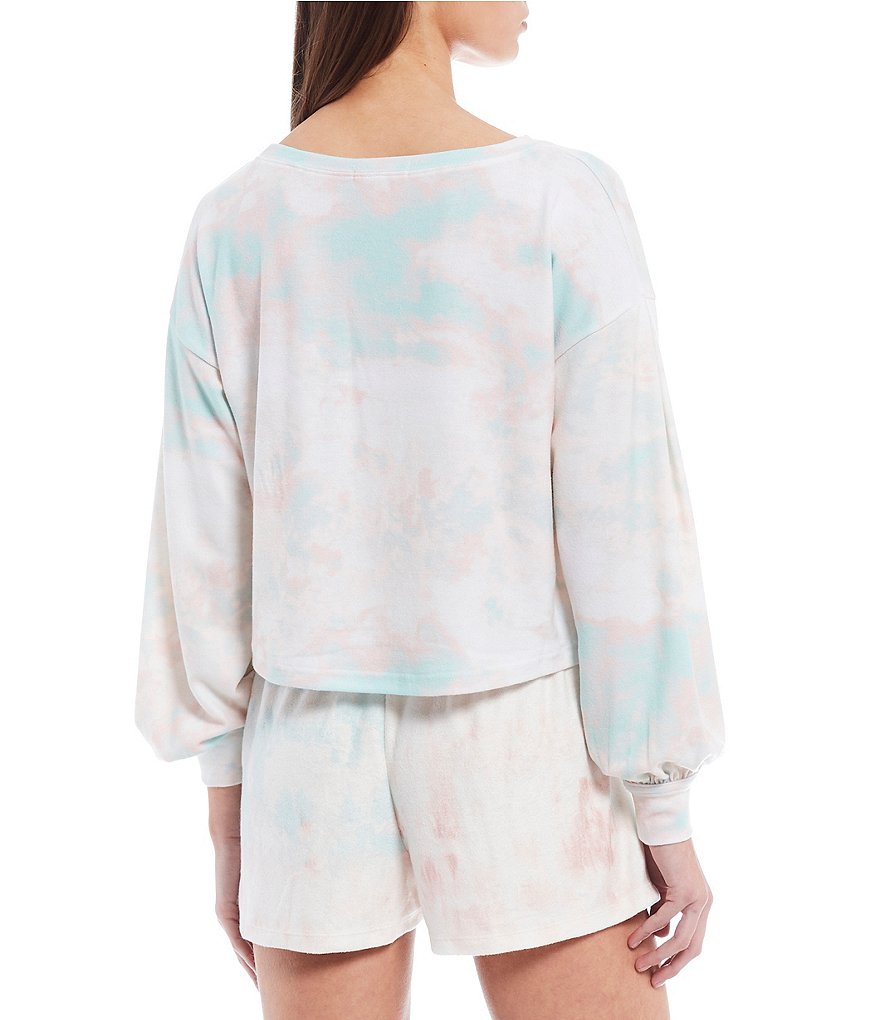 Coco + Jaimeson Coordinating Long Puff Sleeve Tie-Dyed Hacci Top