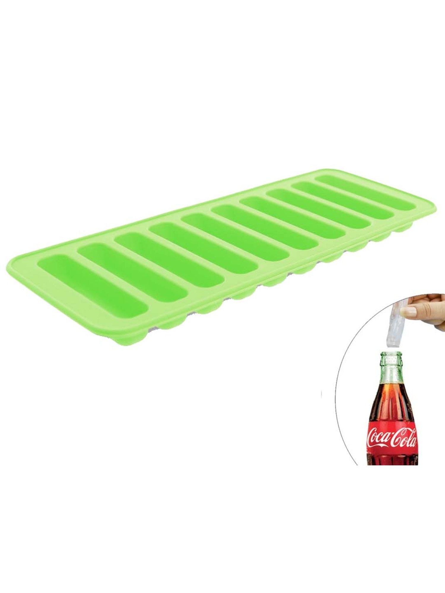 HAZEL 10 Cavity Silicon Chocolate Bar Ice Cube Mould, 1 Pc, Green