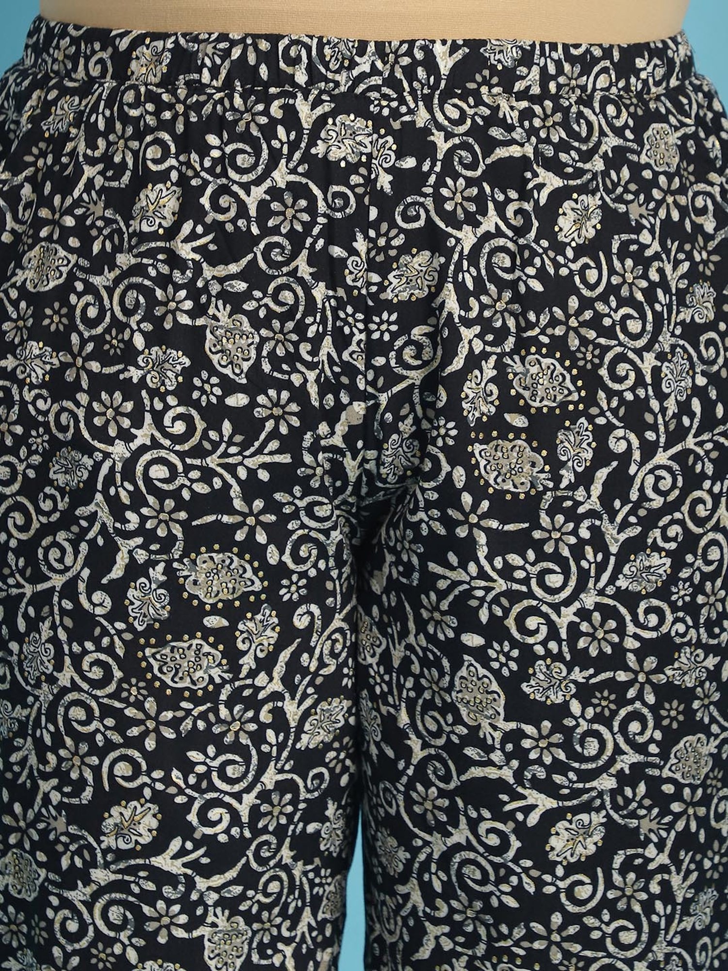 theRebelinme Black Floral Print High Rise Capris