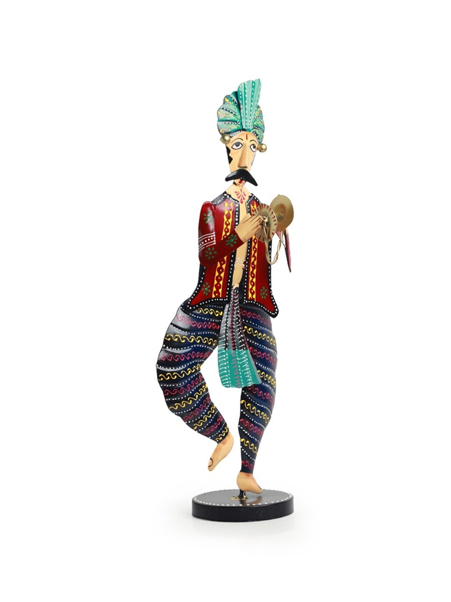 ExclusiveLane Motif Multicolor Iron Rajasthani Folk Singer Showpiece