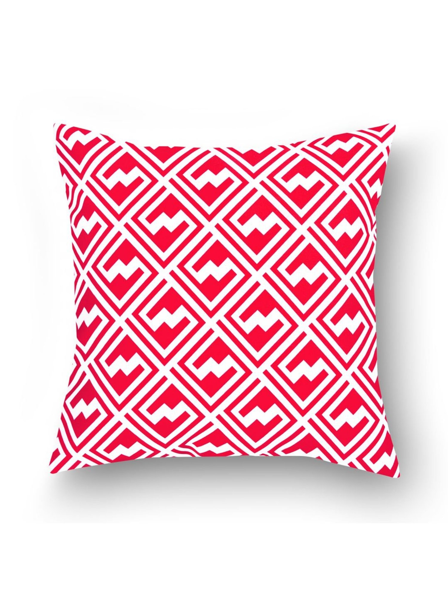 Swayam Red & White Cotton 60 cm x 60 cm Cushion Covers - Set of 5