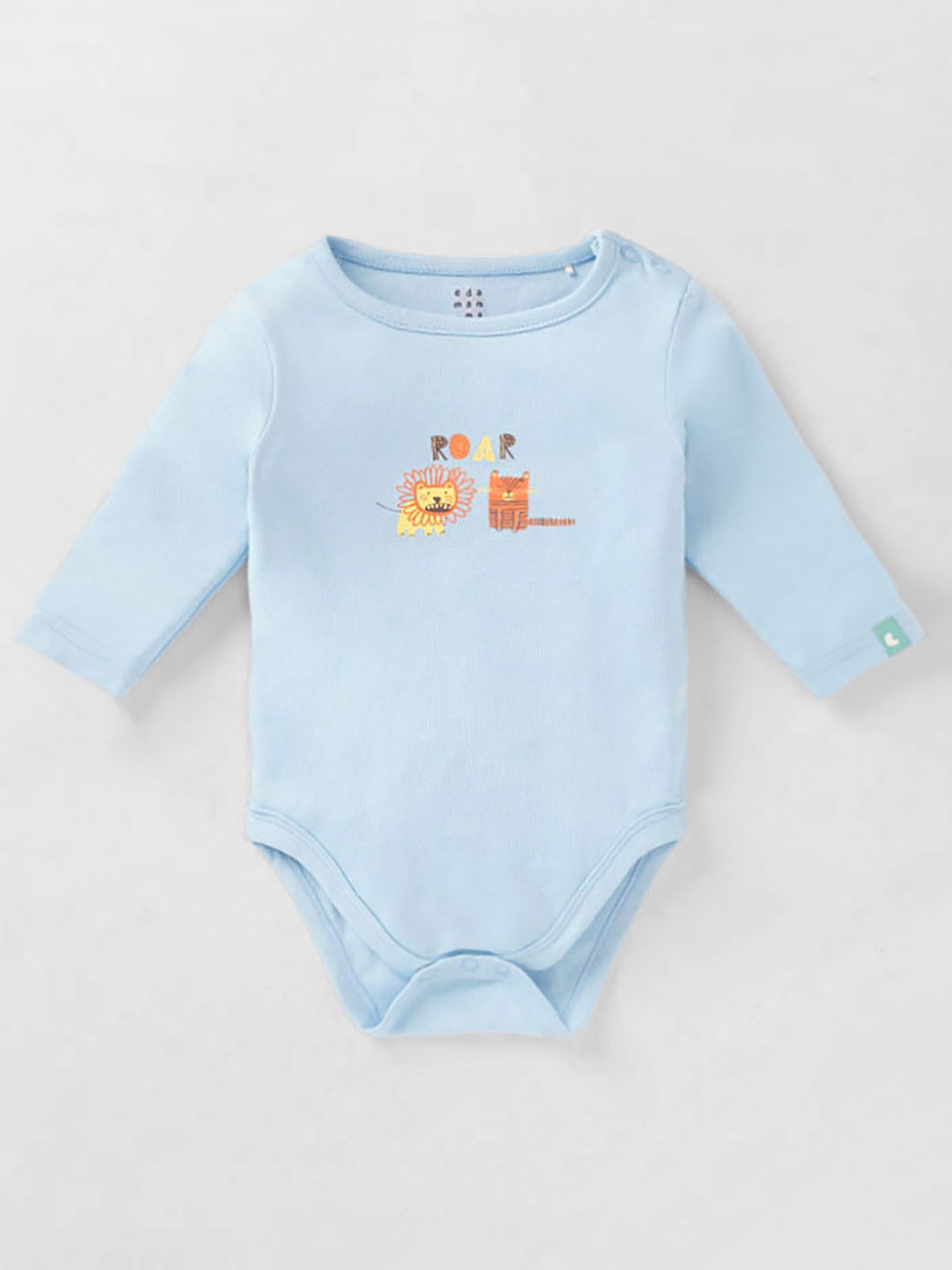 Ed-a-Mamma Baby Green & Blue Solid Full Sleeves Bodysuit (Pack Of 2)