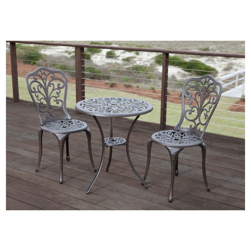 Faustina 3pc Metal Patio Bistro Set - Antique Bronze - Fire Sense