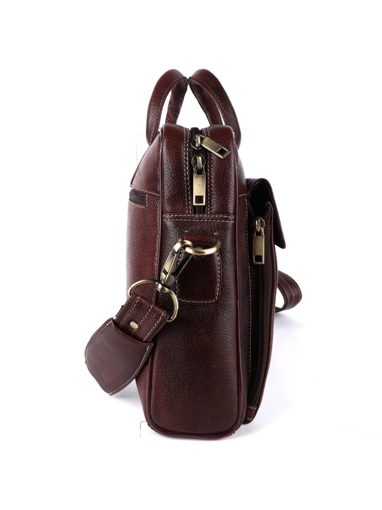 HiLEDER Brown Textutred Large Leather 16.5 inch Laptop Bag