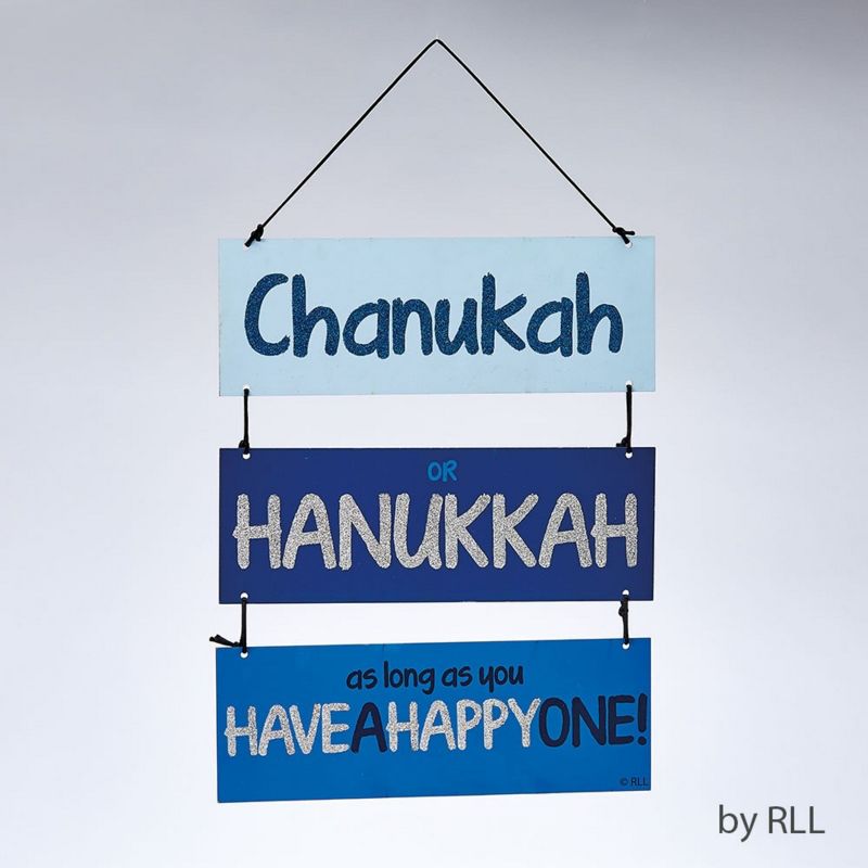 Rite Lite 14" Blue and Silver Glittered Hanukkah Wall Sign
