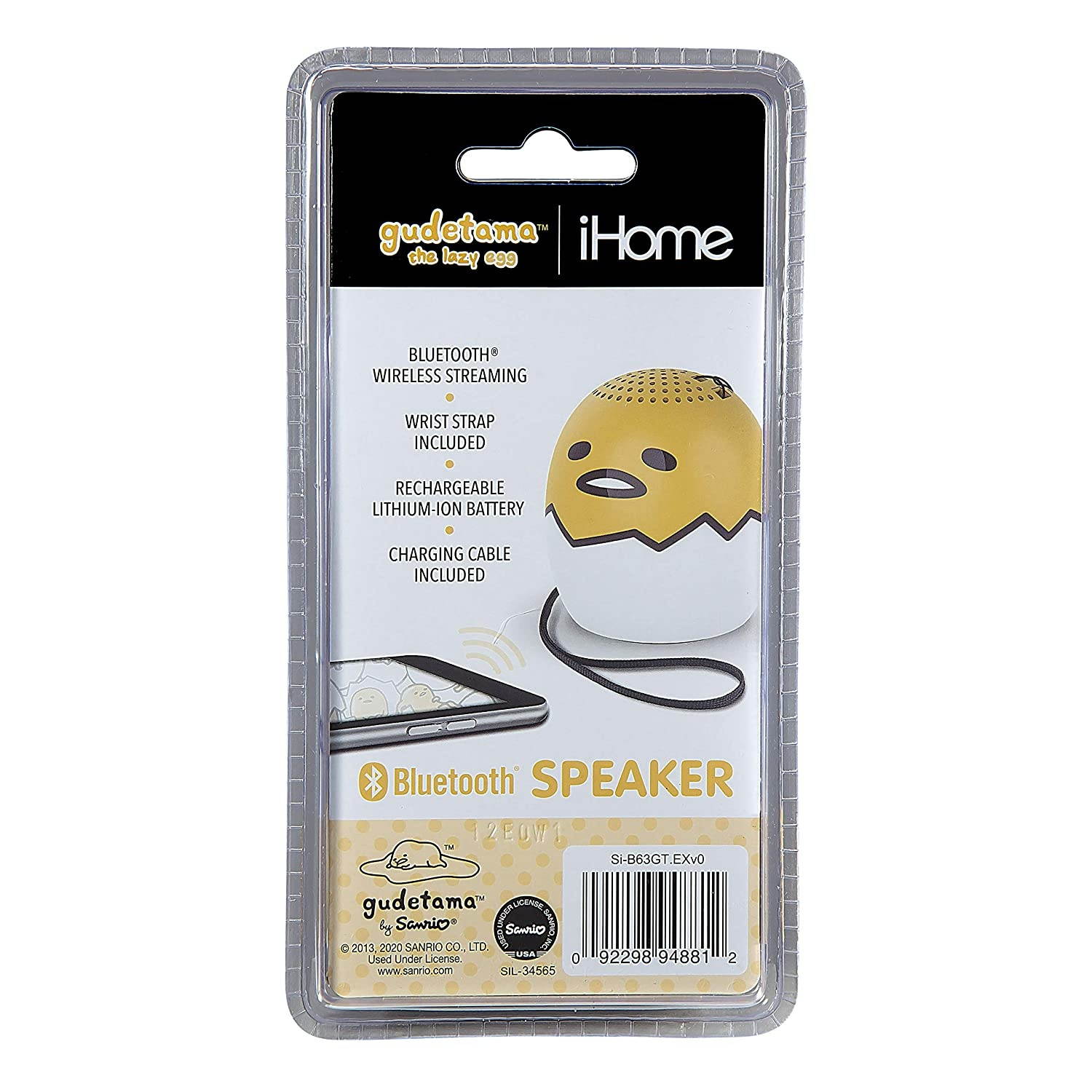 Gudetama The Lazy Egg Bluetooth Speaker Portable Wireless Small But Loud N Crystal Clear Mini Bluetooth Speakers for Home, Travel, Outdoor, Beach, Shower, Rechargeable, Compatible with iPhone Samsung