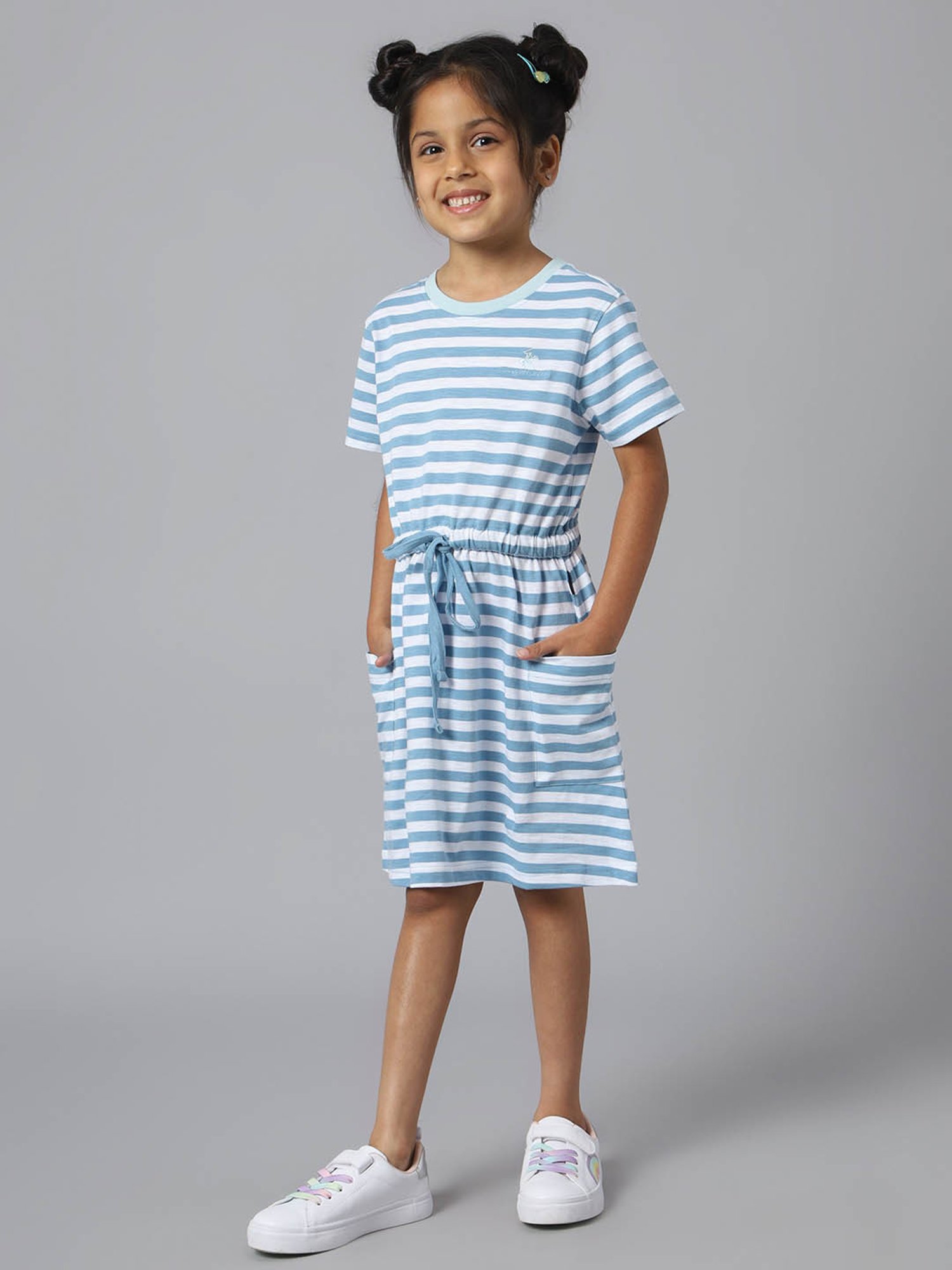 Beverly Hills Polo Club Kids Blue & White Striped Dress