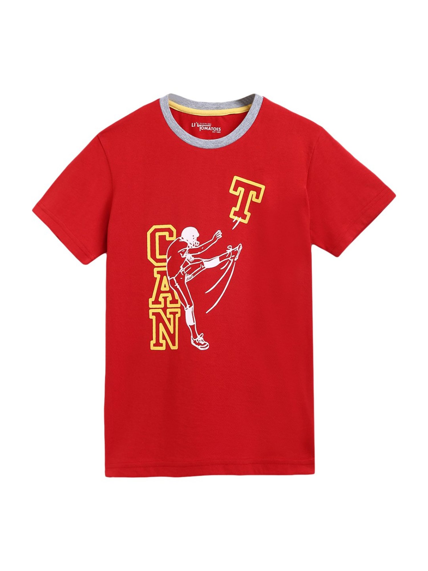 Li'l Tomatoes Kids Red & White Cotton Graphic Print T-Shirt - Pack of 2