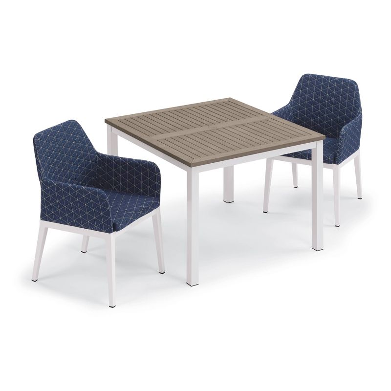 Travira 39" Square Patio Table with Vintage Tekwood Top & Chalk Powder-Coated Aluminum Frame - Oxford Garden