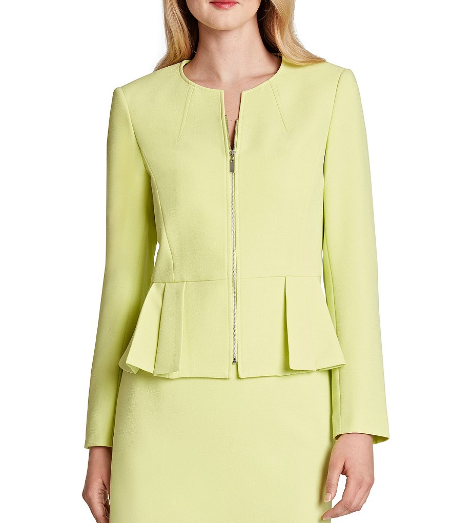 Eva Varro Solid Knit Jersey Notch Lapel Collar Two-Button Jacket