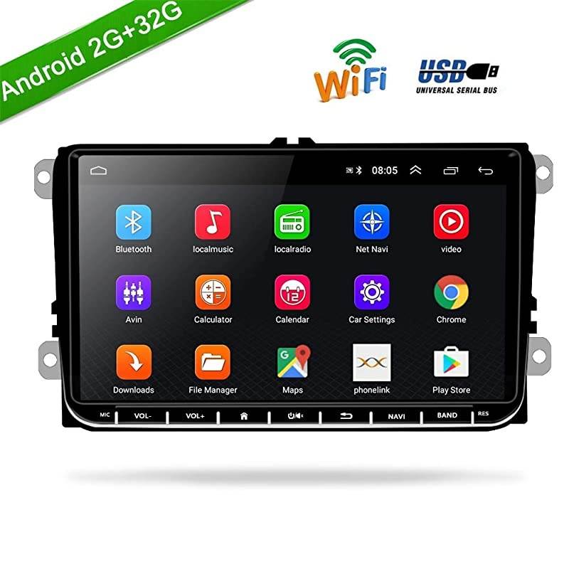 Stereo Radio Android 2G RAM+32G ROM Indash Head Unit for Volkswagen Jetta Passat Golf Touran Polo SEAT Skoda 9" Touch Screen with GPS Navigation WiFi Bluetooth FM USB+Backup Camera