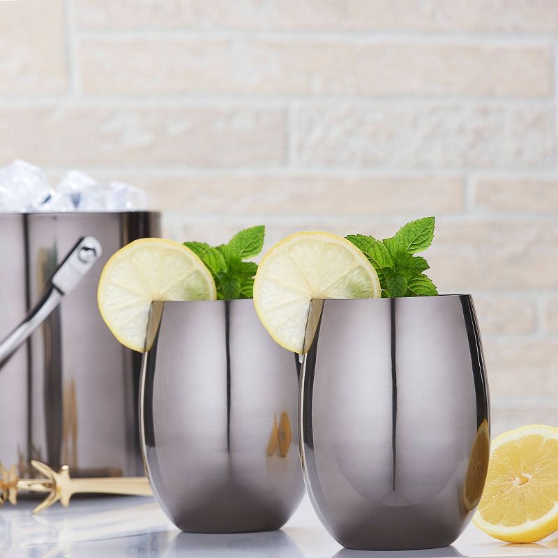 Old Dutch 14oz 2pk Stainless Steel Gunmetal Beverage Tumblers Black