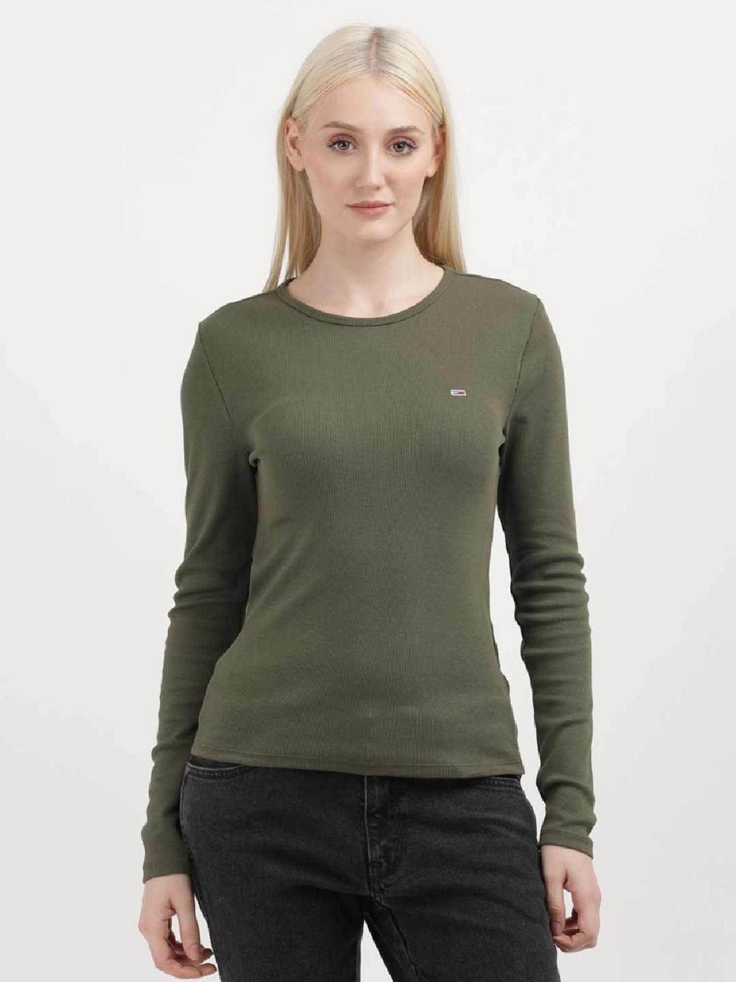 TOMMY HILFIGER Army Green Cotton T-Shirt