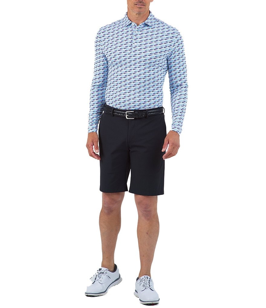 IBKUL Long-Sleeve IceFil&reg; Printed Polo Shirt