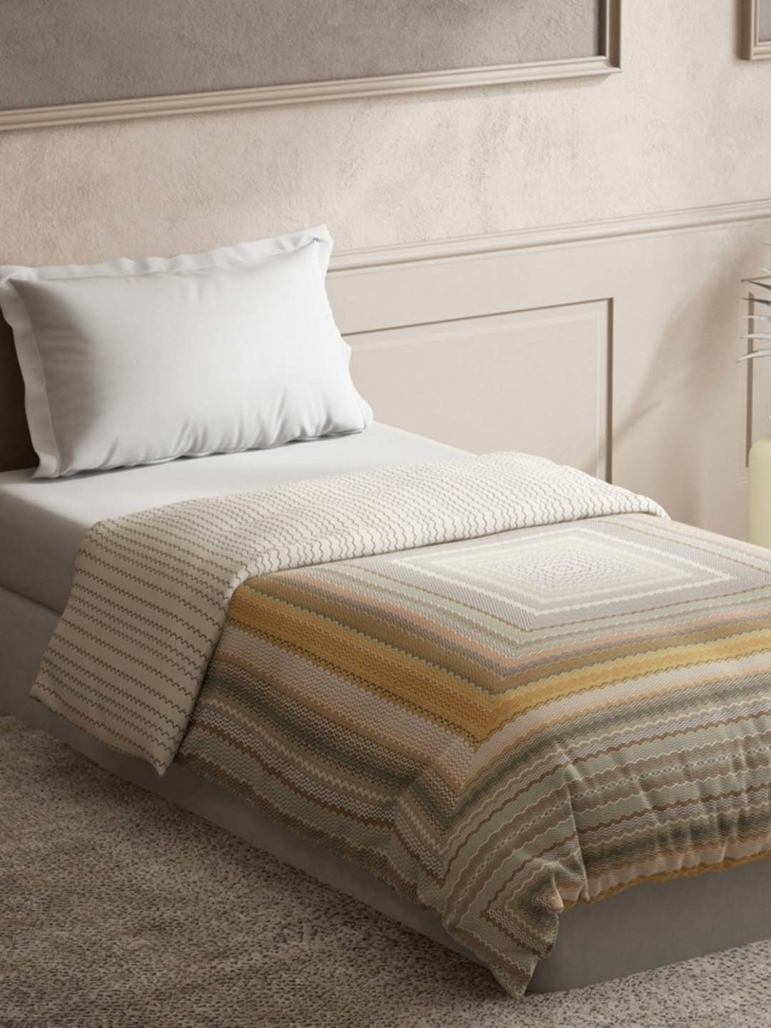 DDecor Geometric Brown 150 TC Cotton Single Reversible Dohar