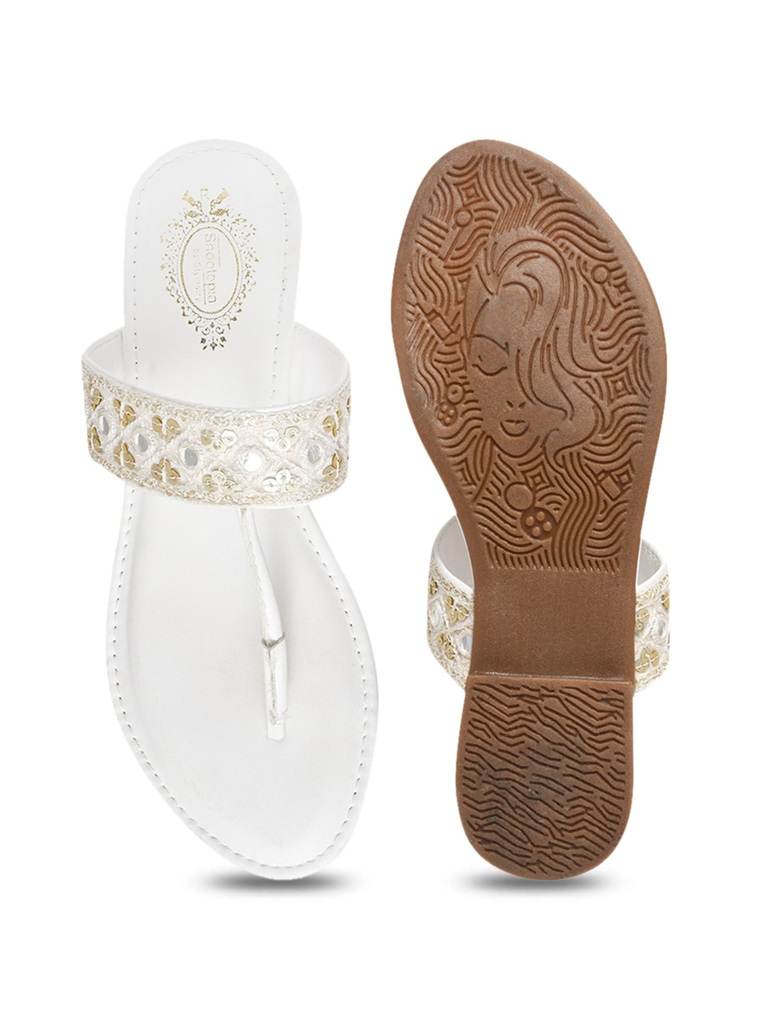 Shoetopia Women's White T-Strap Sandals