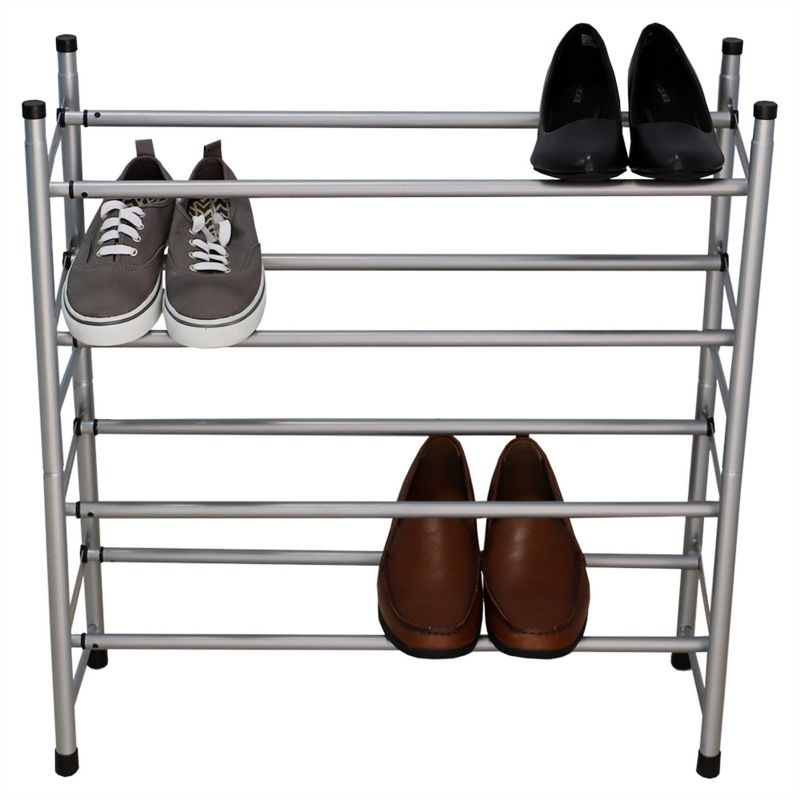 Home Basics Expandable 4 Tier Steel Shoe Rack, Chrome