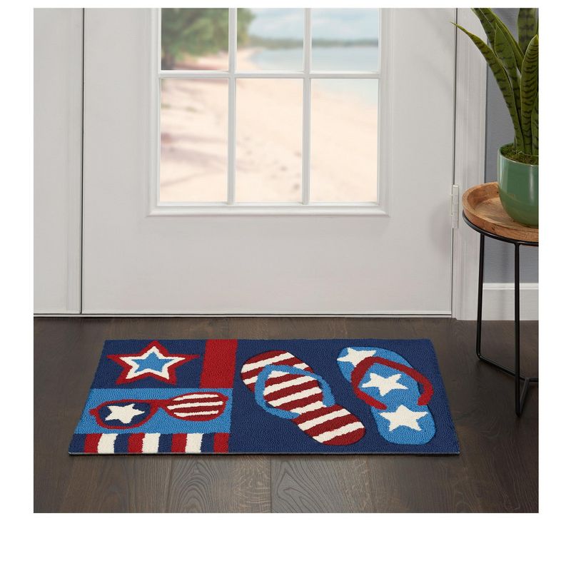 Nourison Home Trends 3717D Flip Flop Indoor Mat - Navy 1'6"X2'6"