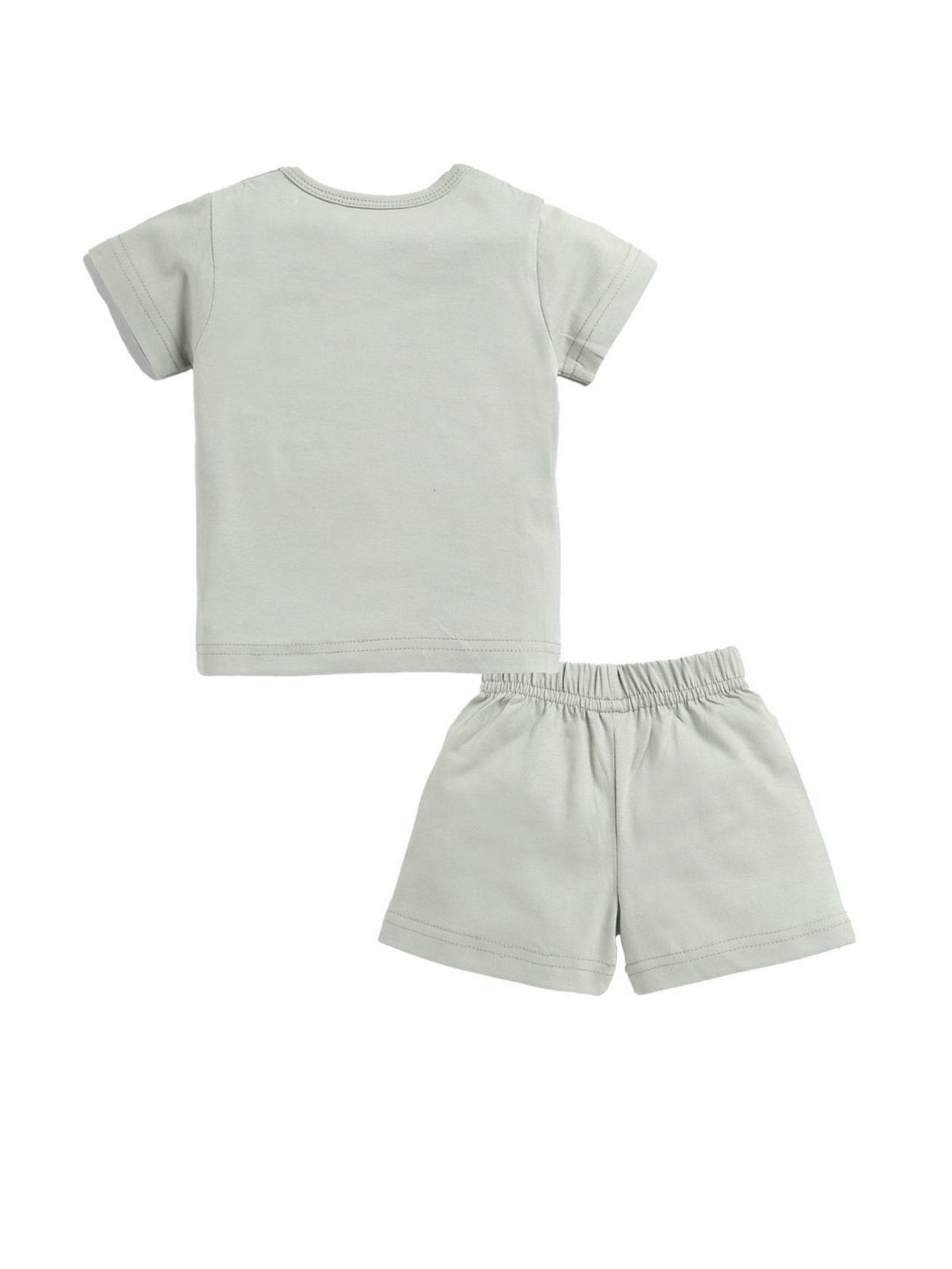 Clt.s Boys Sage Green Printed T-Shirt with Shorts