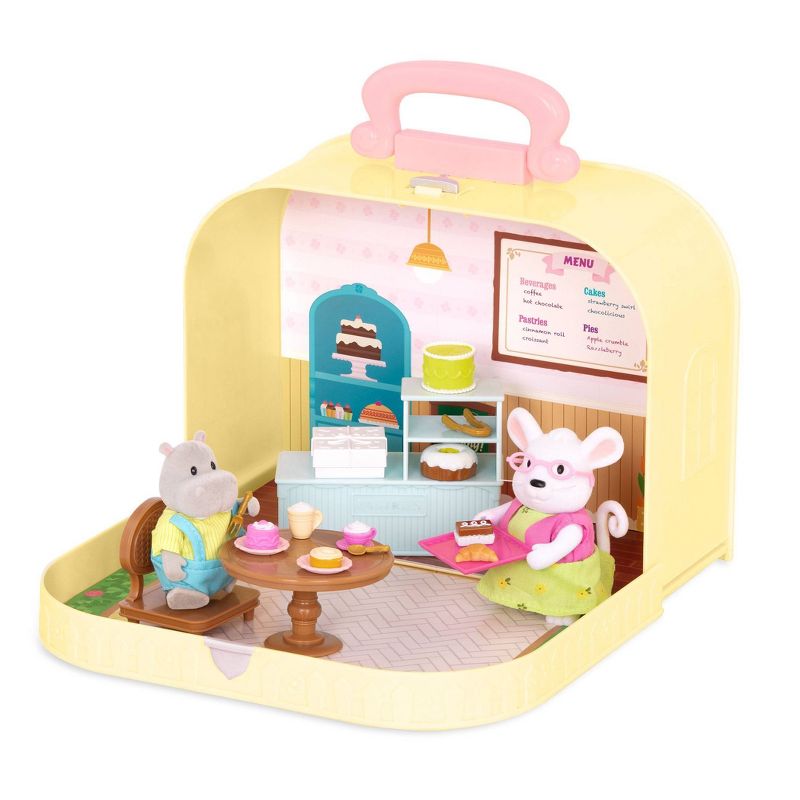 Li'l Woodzeez Toy Furniture Set in Carry Case 20pc - Travel Suitcase Pastry Shop Playset