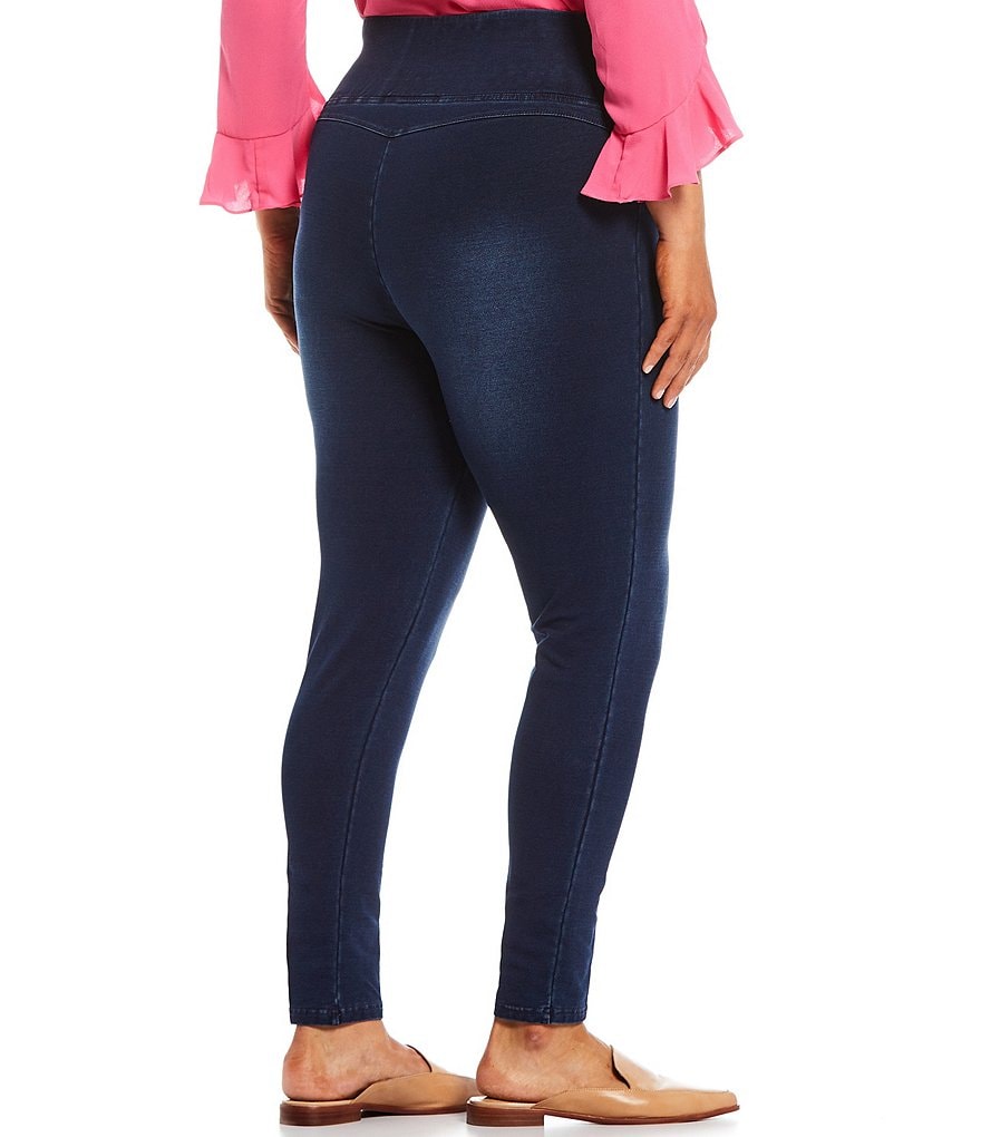 Intro Plus Size Solid Double Knit Tummy Control Leggings