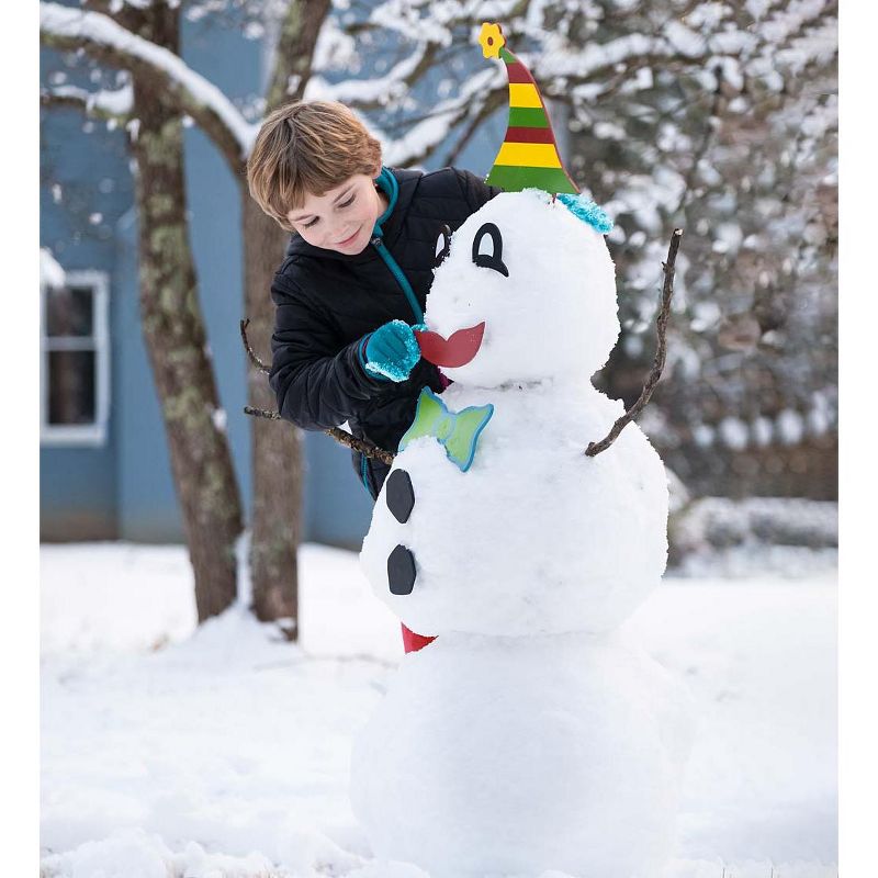 HearthSong - Decorate-a-Great Snowman Kit, Includes 40 Different Painted Wood Features with Storage Bag