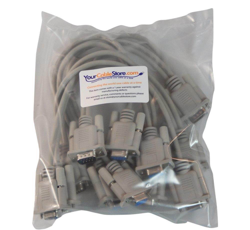 Your Cable Store 1 Foot DB9 9 Pin Serial Port Y Cable 1 Male / 2 Female RS232 5 Pack