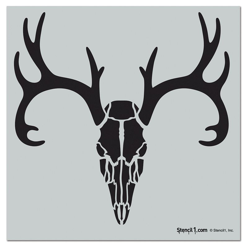 Stencil1 Antlered Deer Skull - Wall Stencil 11" x 11"