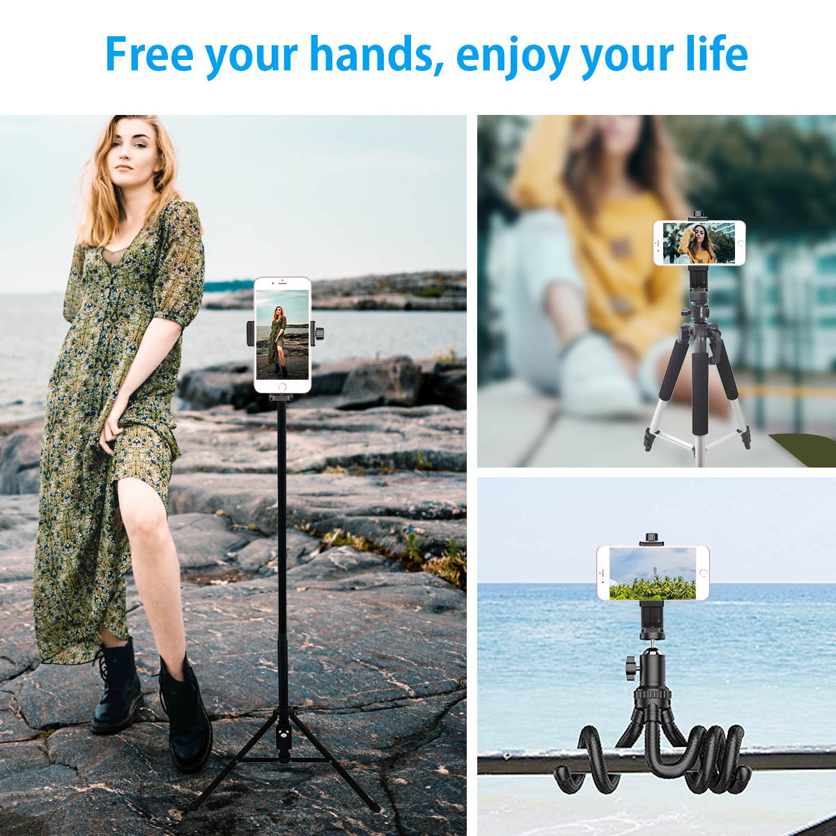 Universal Cell Phone Tripod Adapter Holder Smartphone Mount For iPhone X Samsung More Phones Selfie Monopod Adjustable Clamp