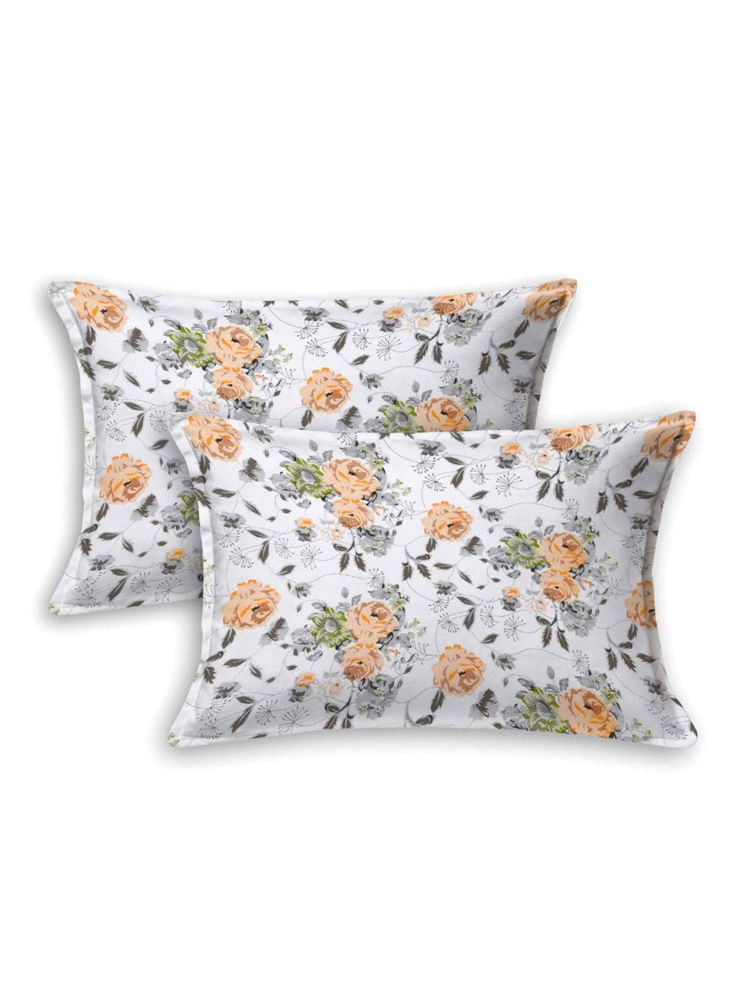 Haus & Kinder Graphic Pastel Motifs Printed Green 144 TC Cotton Bed Sheet with 2 Pillow Covers