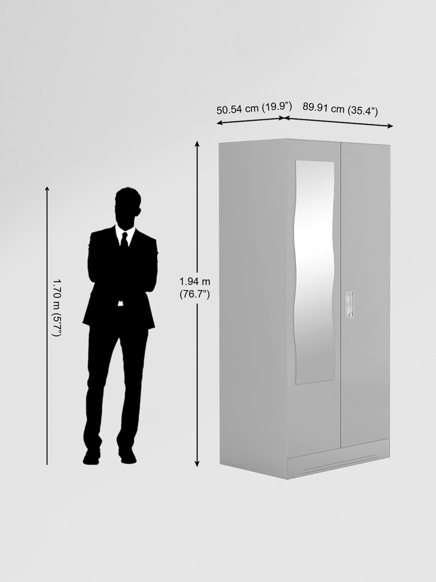 Godrej Interio Slimline 2-Door Steel Almirah, Royal Ivory (1-Year Warranty, 1 Locker, 1 Drawer)