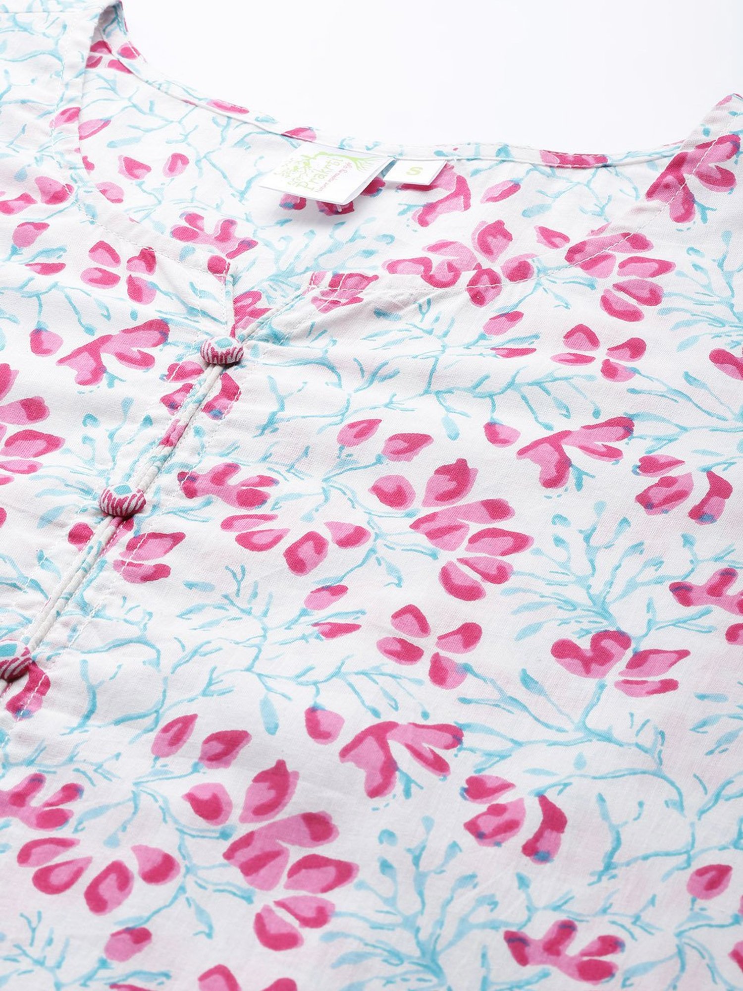 Prakrti White & Pink Cotton Floral Print Kurta With Pant & Dupatta