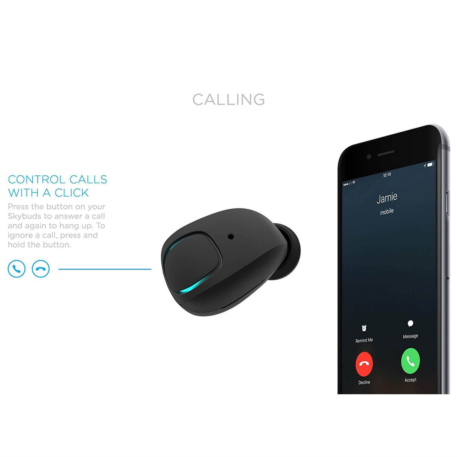 Alpha Audiotronics Skybuds - Truly Wireless Earbuds w/Digital Microphone, Adaptive Awareness & Mobile App (Nimbus)