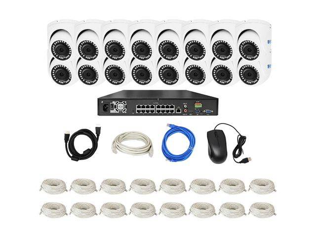 GW Security 4K 8 Channel NVR Security Camera System with 1TB HDD, 4 x 4K IP PoE 8MP Turret cameras, 100-Degrees Wide-angle, 100FT Night Vision