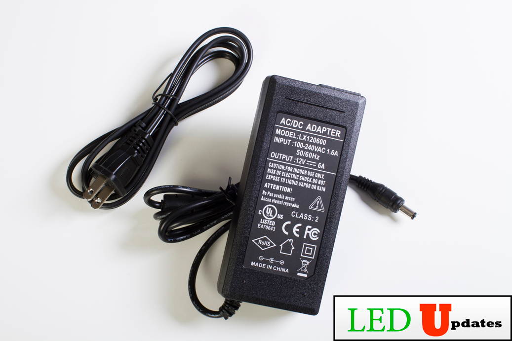 UL Listed 12v 6A 72w Power Supply Driver AC adapter for LED Strip Light, Module, CCTV, and other electronics